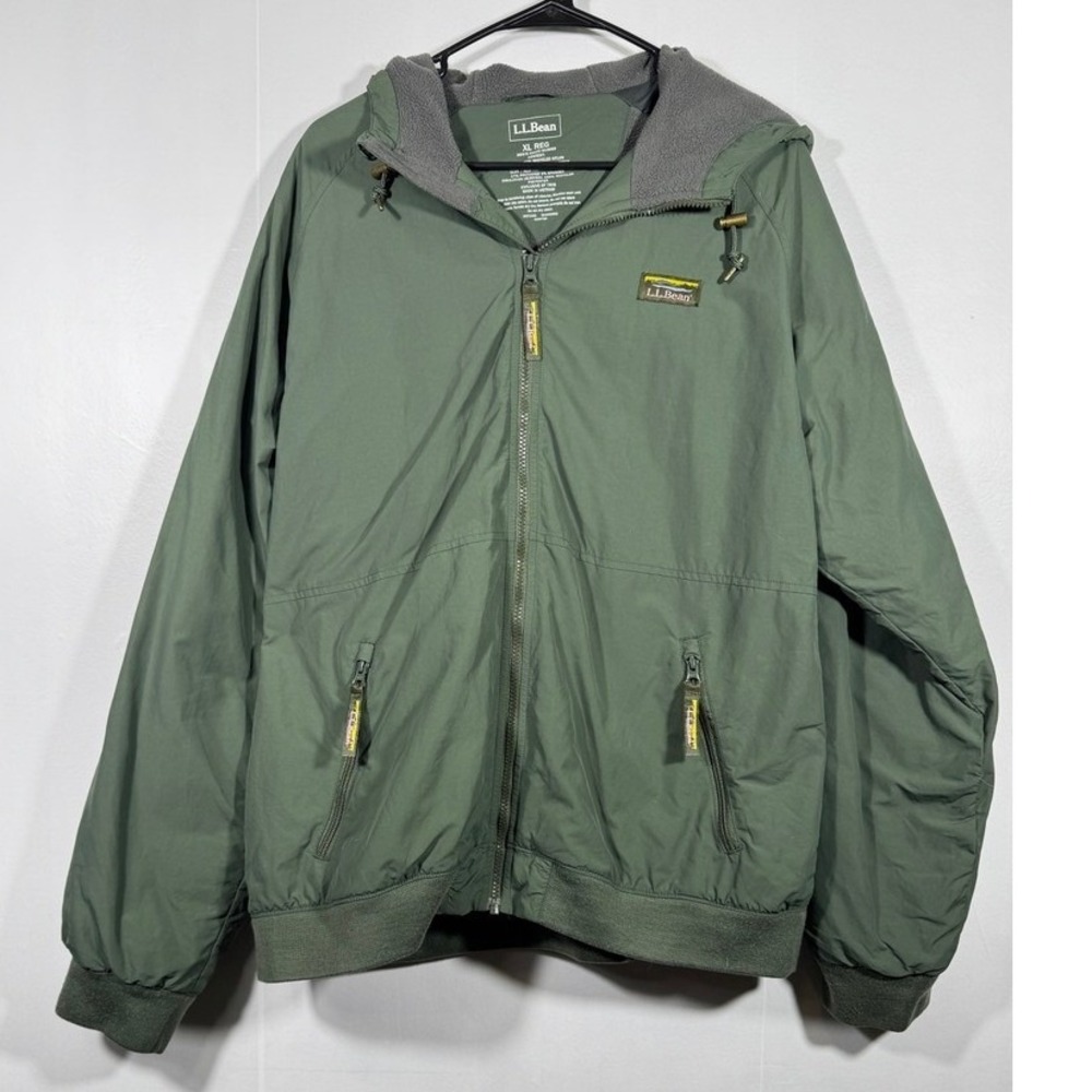 L.L.Bean Insulated 3-Season Bomber Jacket Mens Sz XL Thyme Green Hooded Gorpcore
